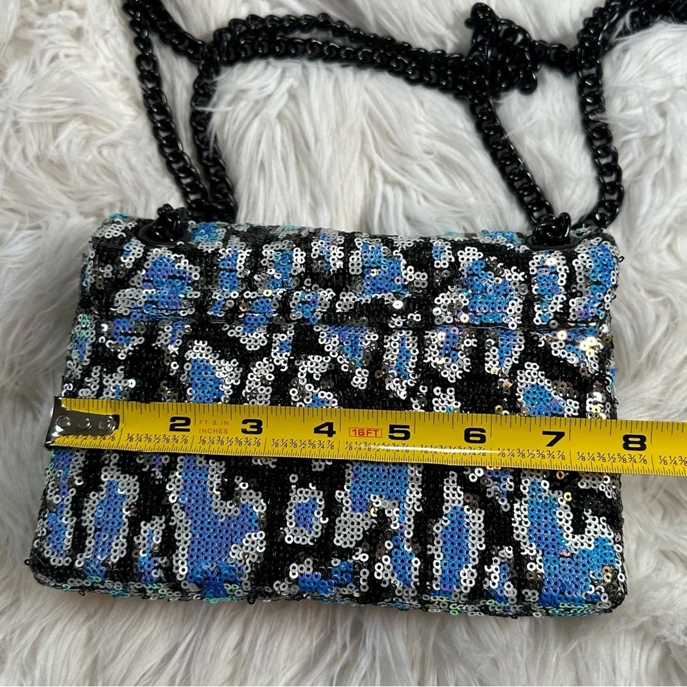 Kurt Geiger • Brixton Lock Iridescent Leopard Print Chain Strap Purse